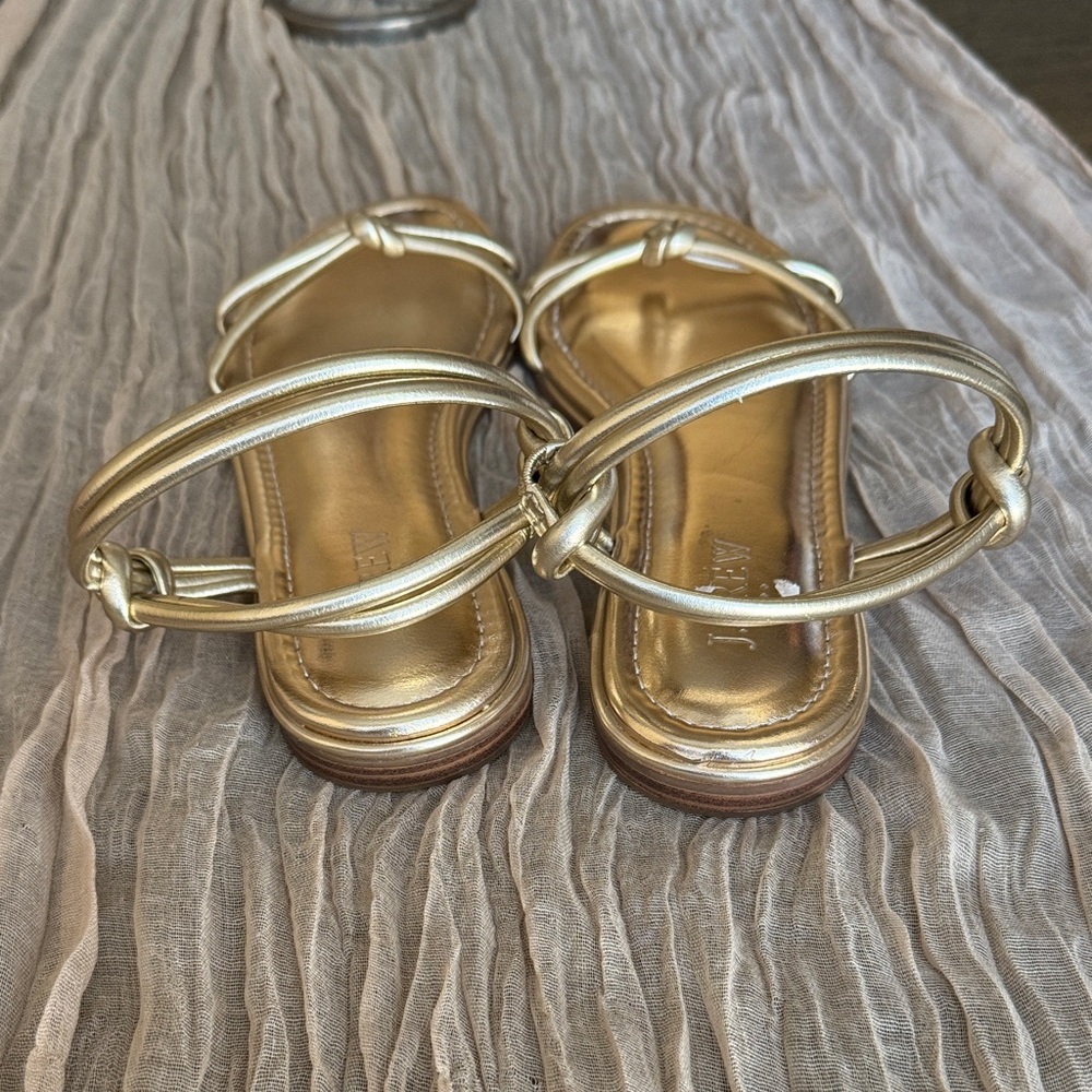 J. Crew Metallic Gold Strappy Leather Sandals - Picture 6 of 9